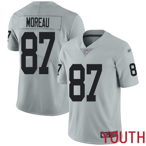 Oakland Raiders Limited Silver Youth Foster Moreau Jersey NFL Football #87 Inverted Legend Jersey->youth nfl jersey->Youth Jersey